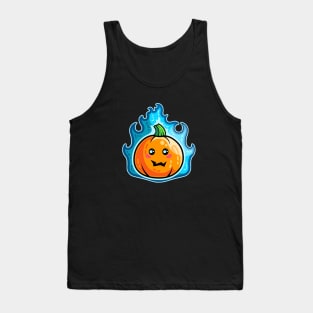 Kawaii Cute Flaming Pumpkin Tank Top